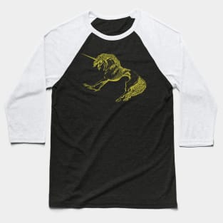 Nightmare Unicorn, Yellow Outline Baseball T-Shirt